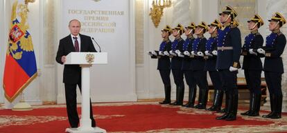 El presidente ruso, Vladimir Putin, durante un discurso en el Kremlin.