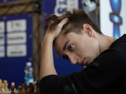 Danil Dúbov, durante el torneo de Gibraltar de 2018