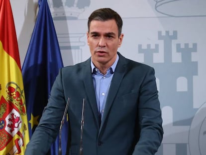 El presidente del Gobierno, Pedro Sánchez, este domingo. 