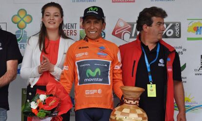 Nairo Quintana en el podio de la Ruta del Sur.