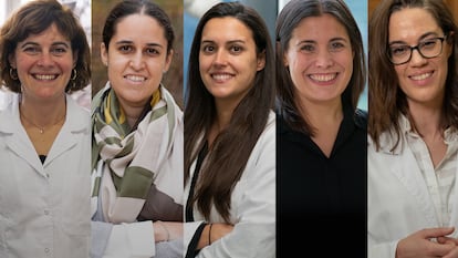 De izquierda a derecha, María Retuerto, Jezabel Curbelo, Sonia Ruiz Raga, Clara Cuesta y Judith Birkenfeld.