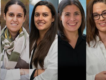 De izquierda a derecha, María Retuerto, Jezabel Curbelo, Sonia Ruiz Raga, Clara Cuesta y Judith Birkenfeld.