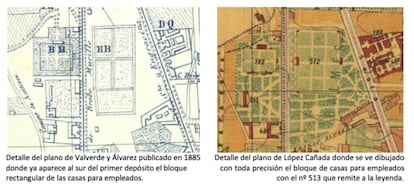 Detalle de los planos que incluyen el bloque de casas.