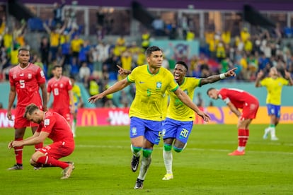 Casemiro celebra su gol ante Suiza este lunes en la segunda jornada de la fase de grupos del Mundial de Qatar 2022.