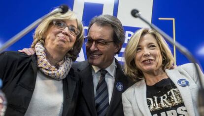 Rigau, Mas i Ortega, aquest dilluns, després de conèixer la sentència del TSJC.