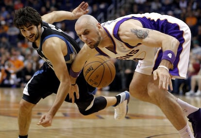 Rubio pierde el balón ante Gortat.