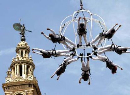 Un momento del 'performance' que se ha visto hoy en Sevilla