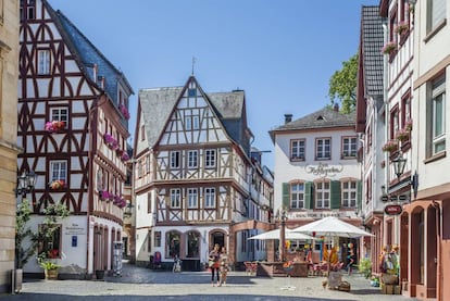 Casas tradicionales en la esquina de Kirschgarten, en Maguncia (Alemania). 