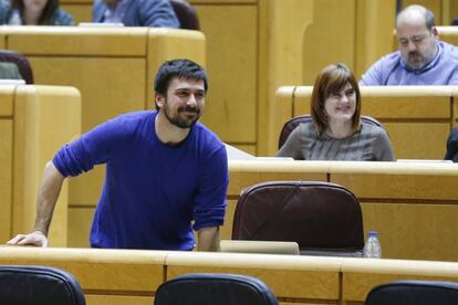 El líder de Podemos en Madrid, Ramón Espinar, en el pleno del Senado, donde también es portavoz.