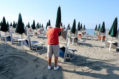 Huelga de playas privadas en Italia.