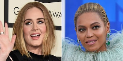 As cantoras Adele e Beyoncé.