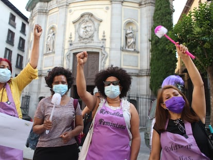Protesta de trabajadoras domésticas, el 16 de junio en Madrid.