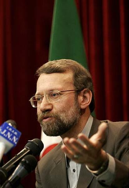 El jefe de los negociadores iraníes, Alí Larijani, ayer en Teherán.