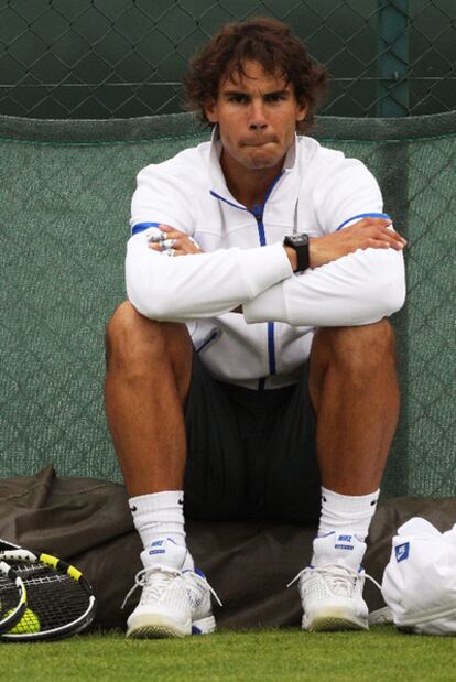 Rafael Nadal, ayer durante su suave entrenamiento.