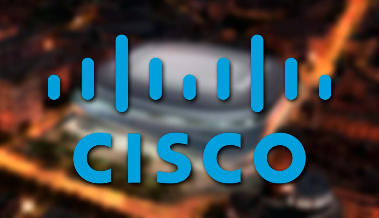 Logo de Cisco con el estadio Santiago Bernabéu de fondo