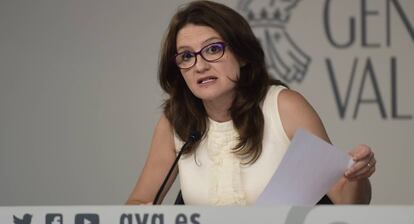 La vicepresidenta y portavoz del Consell, Mónica Oltra, en la referencia del pleno del jueves.