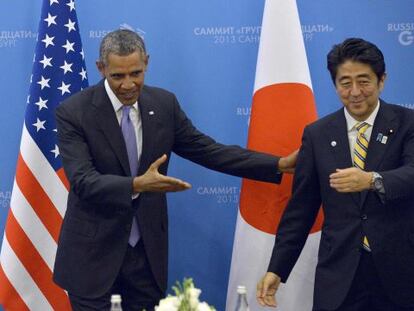 Barack Obama y Shinzo Abe, en San Petersburgo (Rusia). 