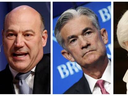 Los cinco favoritos para presidir la Fed, de izquierda a derecha: Kevin Warsh, John Taylor, Gary Cohn, Jerome Powell, y la actual, Janet Yellen.