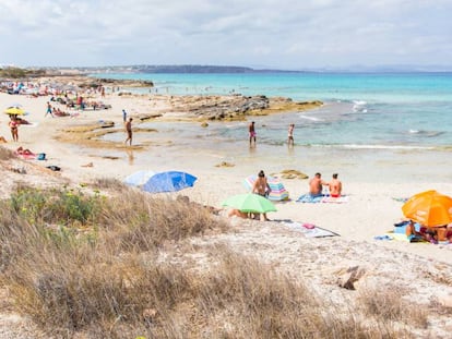 A beach in Formenta, a big tourist spot.