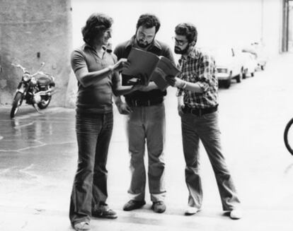 De izquierda a derecha, Stephen Spielberg, John Milius y George Lucas, en una imagen del documental.