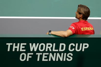 Ferrer, durante la serie contra Serbia.