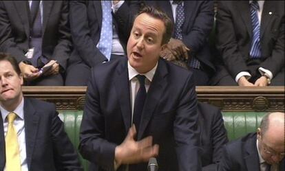 El primer ministro Cameron, este viernes en la Cámara de los Comunes.