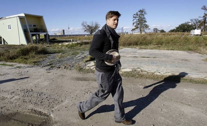 Brad Pitt, en Nueva Orleans durante la construcción de las casas.