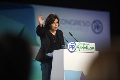 Soraya Sáenz de Santamaría, este sábado en Málaga.