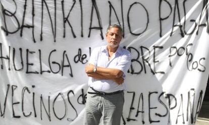 Julio Seti&eacute;n, poco despu&eacute;s de comenzar la protesta.