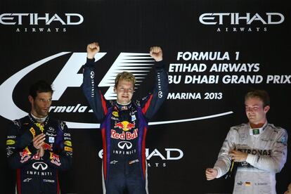 Webber, Vettel y Rosberg, sobre el podio.