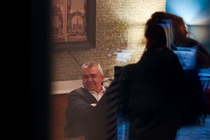 Santos Cerdán, número tres del PSOE, este lunes en un hotel de Bruselas.