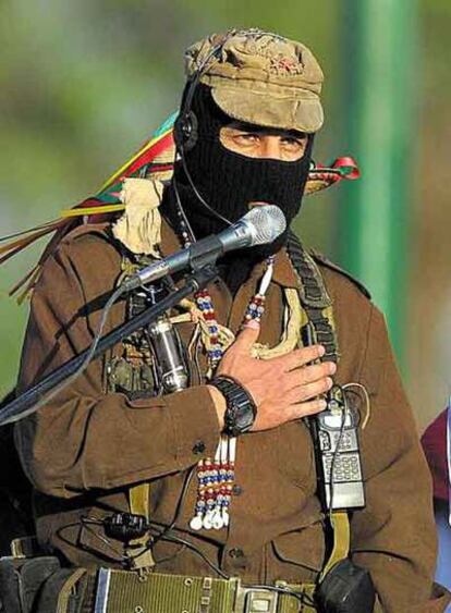 El subcomandante Marcos en México DF, en 2001.