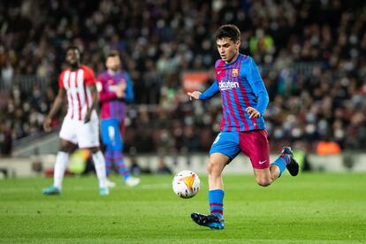 Pedri, en el partido de Liga contra el Athletic.