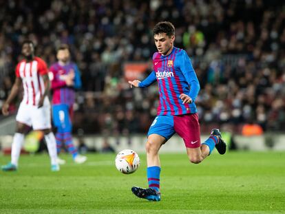 Pedri, en el partido de Liga contra el Athletic.