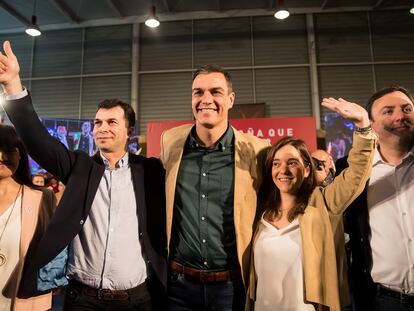 De izquierda a derecha, Acón, Caballero, Sánchez, Rey y González Formoso en un mitin en A Coruña en 2019.