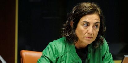 La consejera de Educación, Cristina Uriarte, este miércoles en su comparecencia en el Parlamento vasco. 
