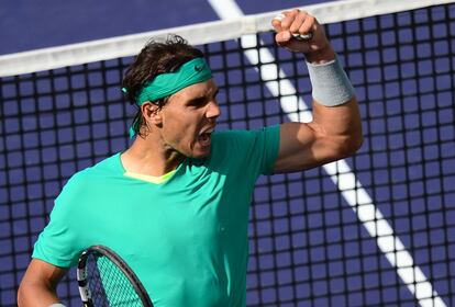 Nadal celebra la victoria en Indian Wells.