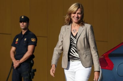 Princess Cristina leaving the hospital where King Juan Carlos underwent hip surgery last month.