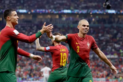 Selección de Portugal durante un partido del mundial de Qatar 2022.