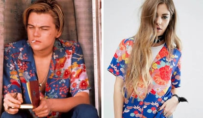 A la derecha, camisa hawaiana de Asos que se basó en la que lució DiCaprio en la película 'Romeo+Julieta'.