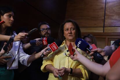 La ministra especialista en DDHH, Paola Plaza, durante una rueda de prensa sobre el informe, en Santiago, el 3 de febrero de 2023. 