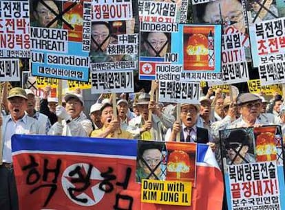 Concentración en Seúl contra los ensayos nucleares de Corea del Norte.