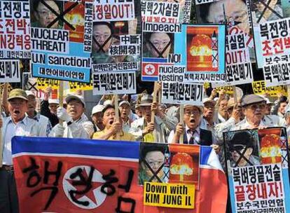 Concentración en Seúl contra los ensayos nucleares de Corea del Norte.