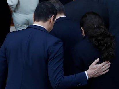 El presidente del Gobierno, Pedro Sánchez, y el vicepresidente, Pablo Iglesias, este martes en el Palacio de La Moncloa.