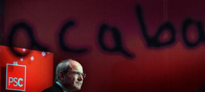 Acting regional premier and leader of Catalan Socialists (PSC), José Montilla, during a news conference on Monday.