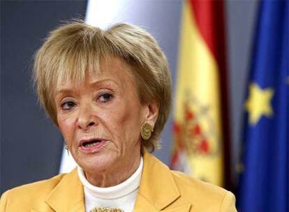 María Teresa Fernández de la Vega, durante la rueda de prensa tras la reunión del Consejo de Ministros.