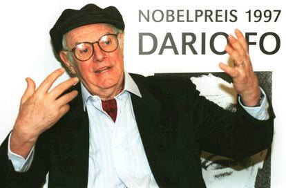 Fo, cuando recibió el premio Nobel, en 1997.