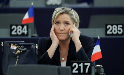 Marine Le Pen, este martes en el Parlamento Europeo.