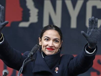 La congresista demócrata Alexandria Ocasio-Cortez en Nueva York, el pasado 19 de enero. 
