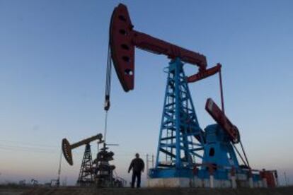 Un trabajador en un pozo de petr&oacute;leo.
 